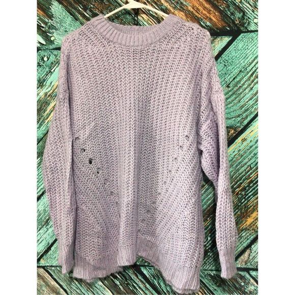 90’s American Eagle Lavender Chunky Knit Oversized Sweater Size Small 🦅 - Picture 8 of 12